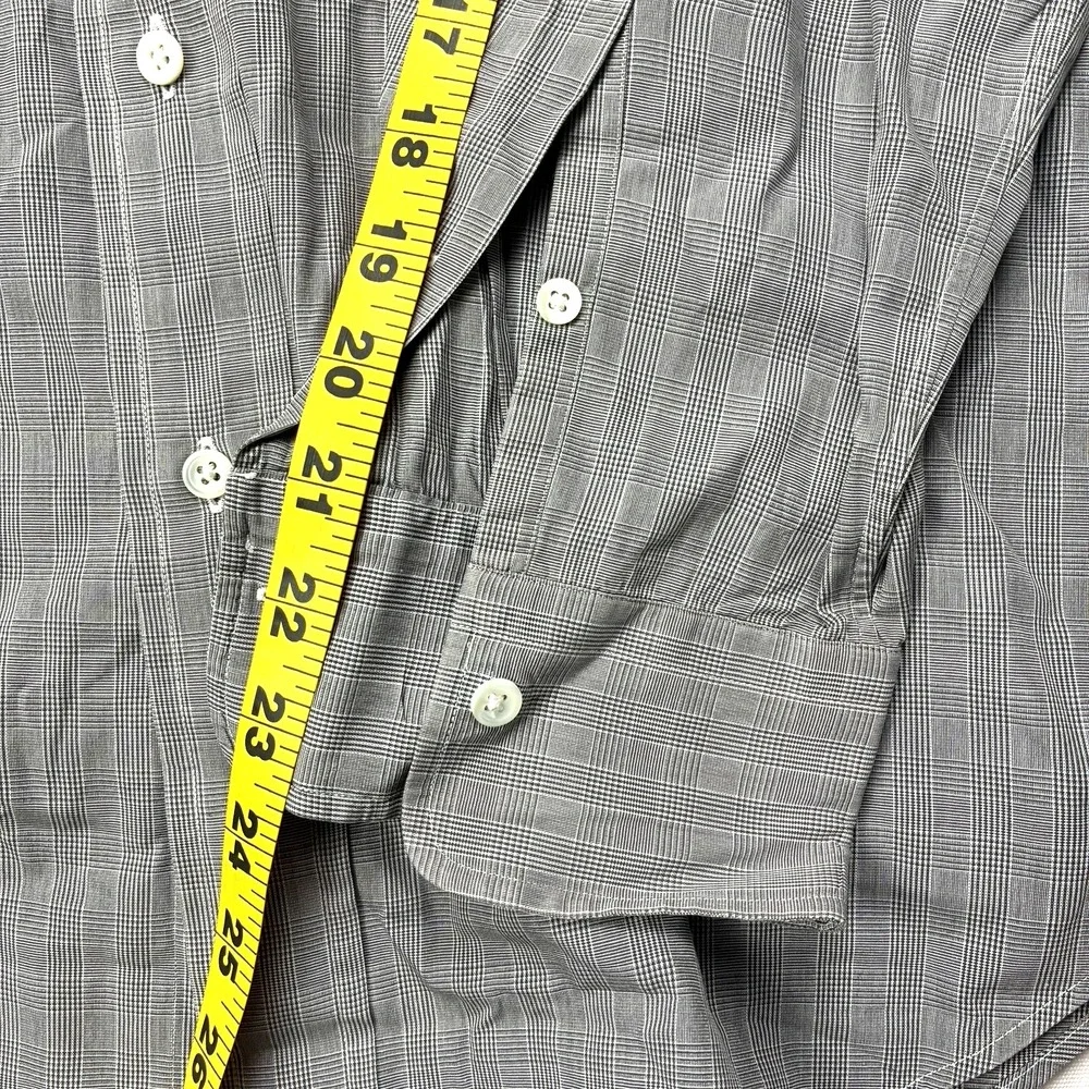 Polo Ralph Lauren Dress Shirt Mens 15.5 33 Gray Plaid Philip Two Ply Cotton VTG